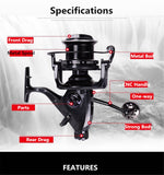 Good Quality 8000-10000 Series 4.1: 1 13 + 1BB Fishing Reel Double Brake Feeder Reel